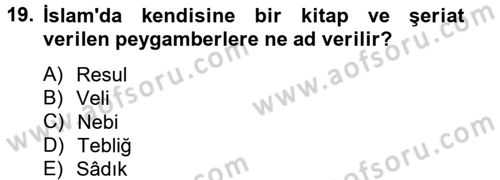 Yaşayan Dünya Dinleri Dersi 2013 - 2014 Yılı Tek Ders Sınav Soruları 19. Soru