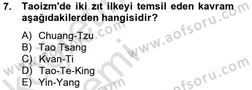 Yaşayan Dünya Dinleri Dersi 2013 - 2014 Yılı Tek Ders Sınav Soruları 7. Soru