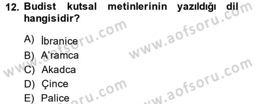 Yaşayan Dünya Dinleri Dersi 2014 - 2015 Yılı (Vize) Ara Sınav Soruları 12. Soru