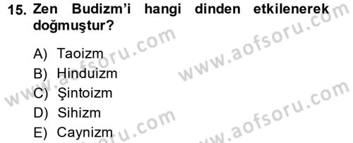 Yaşayan Dünya Dinleri Dersi 2014 - 2015 Yılı (Vize) Ara Sınav Soruları 15. Soru