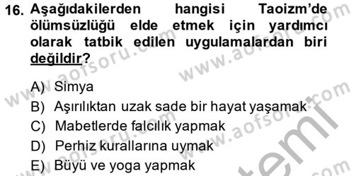 Yaşayan Dünya Dinleri Dersi 2014 - 2015 Yılı (Vize) Ara Sınav Soruları 16. Soru