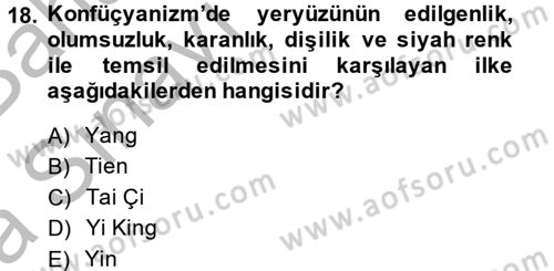 Yaşayan Dünya Dinleri Dersi 2014 - 2015 Yılı (Vize) Ara Sınav Soruları 18. Soru