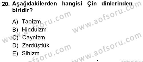 Yaşayan Dünya Dinleri Dersi 2014 - 2015 Yılı (Vize) Ara Sınav Soruları 20. Soru