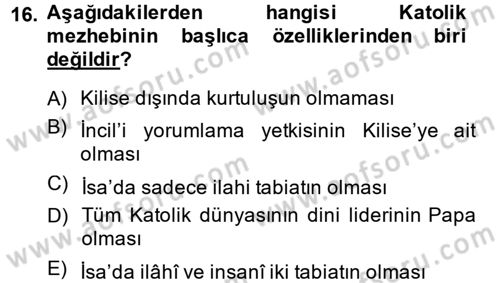 Yaşayan Dünya Dinleri Dersi 2014 - 2015 Yılı (Final) Dönem Sonu Sınav Soruları 16. Soru
