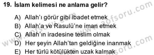 Yaşayan Dünya Dinleri Dersi 2014 - 2015 Yılı (Final) Dönem Sonu Sınav Soruları 19. Soru