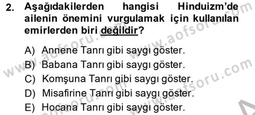 Yaşayan Dünya Dinleri Dersi 2014 - 2015 Yılı (Final) Dönem Sonu Sınav Soruları 2. Soru