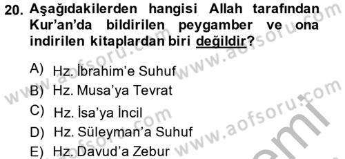 Yaşayan Dünya Dinleri Dersi 2014 - 2015 Yılı (Final) Dönem Sonu Sınav Soruları 20. Soru