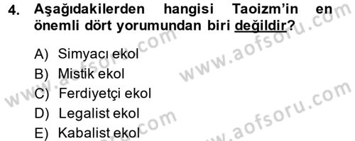Yaşayan Dünya Dinleri Dersi 2014 - 2015 Yılı (Final) Dönem Sonu Sınav Soruları 4. Soru