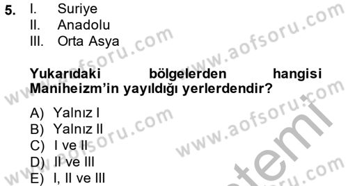 Yaşayan Dünya Dinleri Dersi 2014 - 2015 Yılı (Final) Dönem Sonu Sınav Soruları 5. Soru