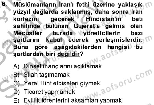 Yaşayan Dünya Dinleri Dersi 2014 - 2015 Yılı (Final) Dönem Sonu Sınav Soruları 6. Soru