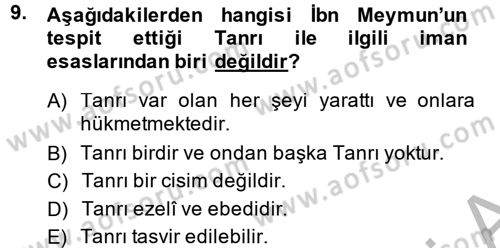 Yaşayan Dünya Dinleri Dersi 2014 - 2015 Yılı (Final) Dönem Sonu Sınav Soruları 9. Soru