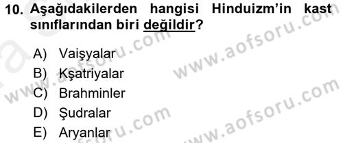 Yaşayan Dünya Dinleri Dersi 2015 - 2016 Yılı (Vize) Ara Sınav Soruları 10. Soru
