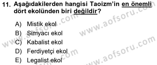 Yaşayan Dünya Dinleri Dersi 2015 - 2016 Yılı (Vize) Ara Sınav Soruları 11. Soru