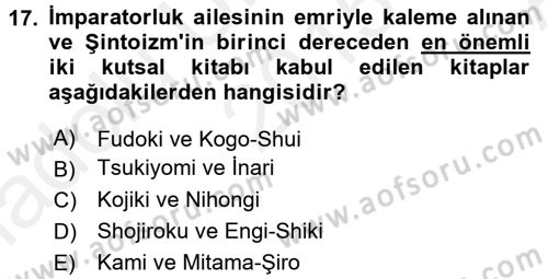 Yaşayan Dünya Dinleri Dersi 2015 - 2016 Yılı (Vize) Ara Sınav Soruları 17. Soru