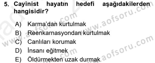 Yaşayan Dünya Dinleri Dersi 2015 - 2016 Yılı (Vize) Ara Sınav Soruları 5. Soru