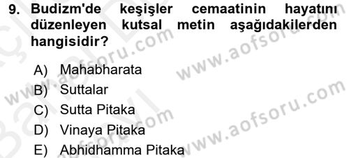 Yaşayan Dünya Dinleri Dersi 2015 - 2016 Yılı (Vize) Ara Sınav Soruları 9. Soru