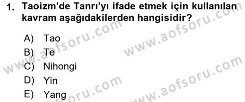 Yaşayan Dünya Dinleri Dersi 2015 - 2016 Yılı (Final) Dönem Sonu Sınav Soruları 1. Soru