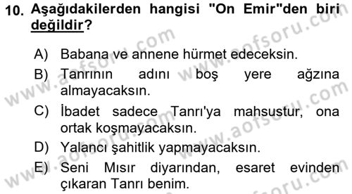 Yaşayan Dünya Dinleri Dersi 2015 - 2016 Yılı (Final) Dönem Sonu Sınav Soruları 10. Soru