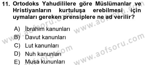 Yaşayan Dünya Dinleri Dersi 2015 - 2016 Yılı (Final) Dönem Sonu Sınav Soruları 11. Soru