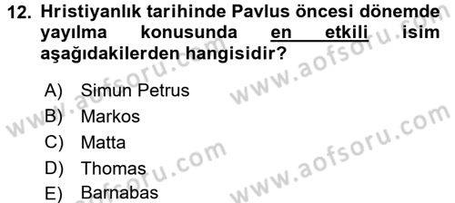 Yaşayan Dünya Dinleri Dersi 2015 - 2016 Yılı (Final) Dönem Sonu Sınav Soruları 12. Soru