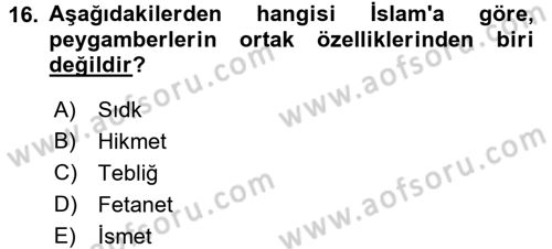 Yaşayan Dünya Dinleri Dersi 2015 - 2016 Yılı (Final) Dönem Sonu Sınav Soruları 16. Soru