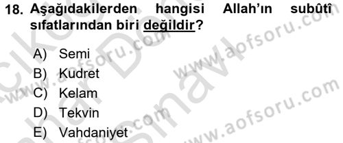 Yaşayan Dünya Dinleri Dersi 2015 - 2016 Yılı (Final) Dönem Sonu Sınav Soruları 18. Soru