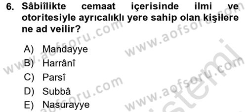 Yaşayan Dünya Dinleri Dersi 2015 - 2016 Yılı (Final) Dönem Sonu Sınav Soruları 6. Soru