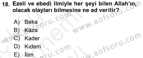 Yaşayan Dünya Dinleri Dersi 2015 - 2016 Yılı Tek Ders Sınav Soruları 18. Soru