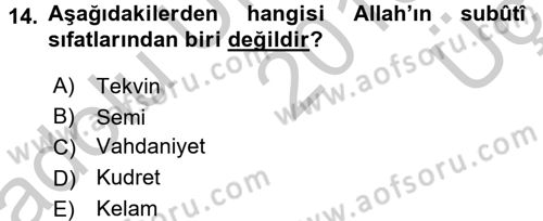Yaşayan Dünya Dinleri Dersi 2016 - 2017 Yılı 3 Ders Sınav Soruları 14. Soru