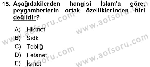 Yaşayan Dünya Dinleri Dersi 2016 - 2017 Yılı 3 Ders Sınav Soruları 15. Soru