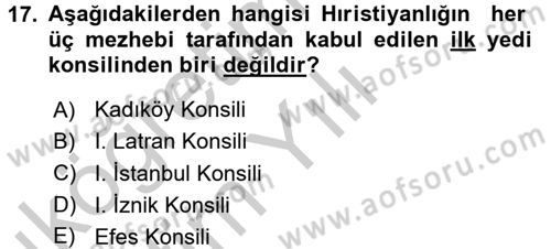 Yaşayan Dünya Dinleri Dersi 2016 - 2017 Yılı 3 Ders Sınav Soruları 17. Soru