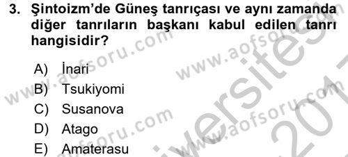 Yaşayan Dünya Dinleri Dersi 2016 - 2017 Yılı 3 Ders Sınav Soruları 3. Soru