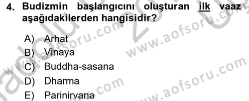Yaşayan Dünya Dinleri Dersi 2016 - 2017 Yılı 3 Ders Sınav Soruları 4. Soru
