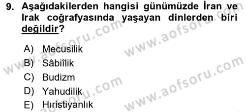 Yaşayan Dünya Dinleri Dersi 2016 - 2017 Yılı 3 Ders Sınav Soruları 9. Soru