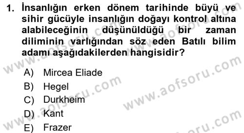Yaşayan Dünya Dinleri Dersi 2016 - 2017 Yılı (Vize) Ara Sınav Soruları 1. Soru