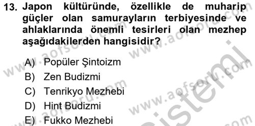 Yaşayan Dünya Dinleri Dersi 2016 - 2017 Yılı (Vize) Ara Sınav Soruları 13. Soru
