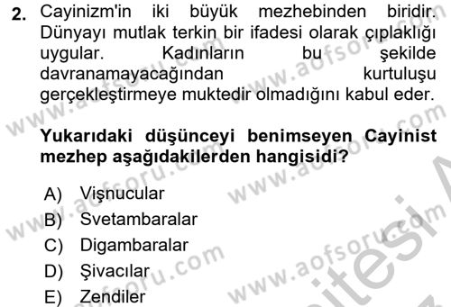 Yaşayan Dünya Dinleri Dersi 2016 - 2017 Yılı (Vize) Ara Sınav Soruları 2. Soru
