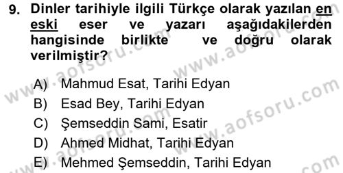 Yaşayan Dünya Dinleri Dersi 2016 - 2017 Yılı (Vize) Ara Sınav Soruları 9. Soru