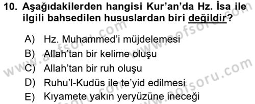 Yaşayan Dünya Dinleri Dersi 2016 - 2017 Yılı (Final) Dönem Sonu Sınav Soruları 10. Soru