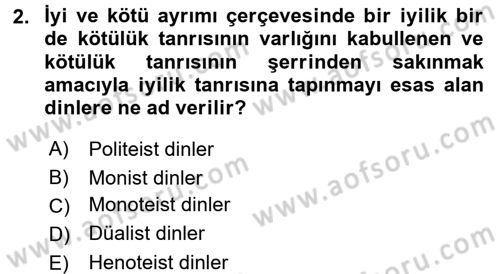 Yaşayan Dünya Dinleri Dersi 2016 - 2017 Yılı (Final) Dönem Sonu Sınav Soruları 2. Soru