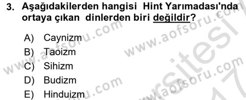 Yaşayan Dünya Dinleri Dersi 2016 - 2017 Yılı (Final) Dönem Sonu Sınav Soruları 3. Soru