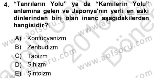 Yaşayan Dünya Dinleri Dersi 2016 - 2017 Yılı (Final) Dönem Sonu Sınav Soruları 4. Soru