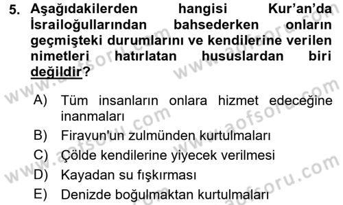 Yaşayan Dünya Dinleri Dersi 2016 - 2017 Yılı (Final) Dönem Sonu Sınav Soruları 5. Soru