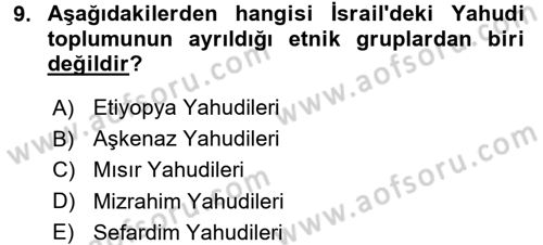 Yaşayan Dünya Dinleri Dersi 2016 - 2017 Yılı (Final) Dönem Sonu Sınav Soruları 9. Soru