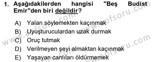 Yaşayan Dünya Dinleri Dersi 2017 - 2018 Yılı 3 Ders Sınav Soruları 1. Soru