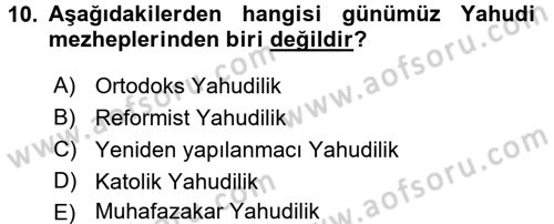 Yaşayan Dünya Dinleri Dersi 2017 - 2018 Yılı 3 Ders Sınav Soruları 10. Soru