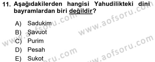 Yaşayan Dünya Dinleri Dersi 2017 - 2018 Yılı 3 Ders Sınav Soruları 11. Soru