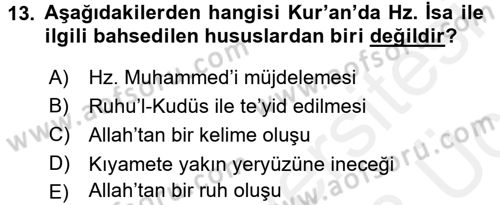 Yaşayan Dünya Dinleri Dersi 2017 - 2018 Yılı 3 Ders Sınav Soruları 13. Soru
