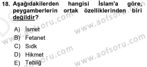 Yaşayan Dünya Dinleri Dersi 2017 - 2018 Yılı 3 Ders Sınav Soruları 18. Soru