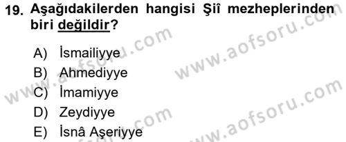 Yaşayan Dünya Dinleri Dersi 2017 - 2018 Yılı 3 Ders Sınav Soruları 19. Soru